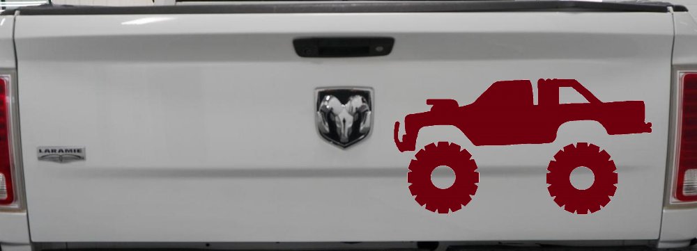 Monster Truck Off Road Car or Truck Window Decal Sticker (Burgundy)