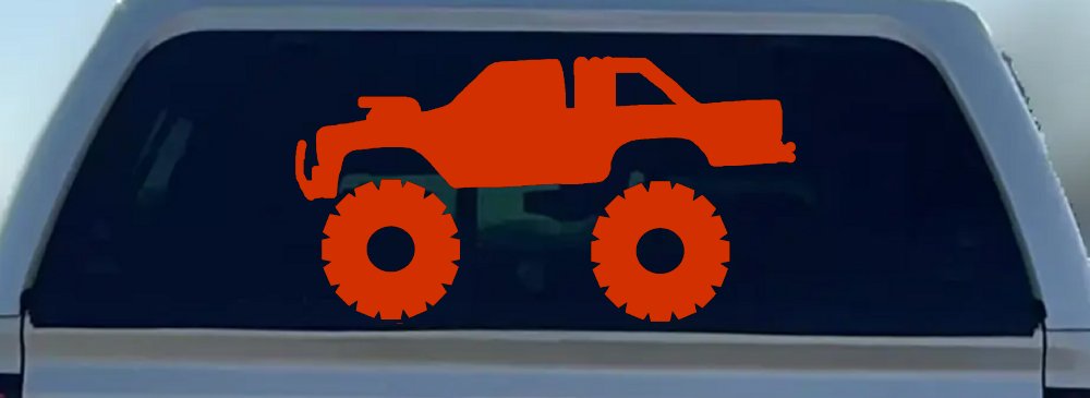 Monster Truck Off Road Car or Truck Window Decal Sticker (Orange Red)