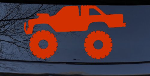Monster Truck Off Road Car or Truck Window Decal Sticker (Orange Red)