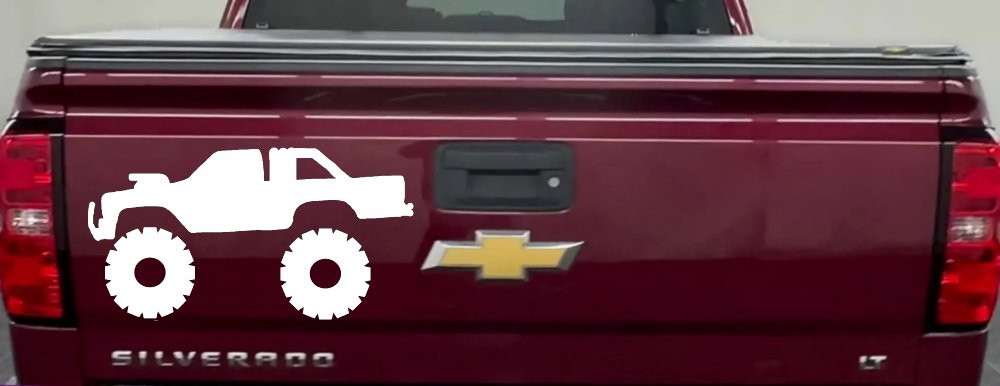 Monster Truck Off Road Car or Truck Window Decal Sticker (White)