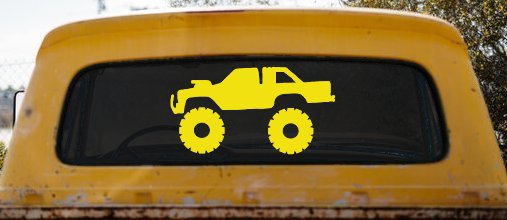 Monster Truck Off Road Car or Truck Window Decal Sticker (Yellow)