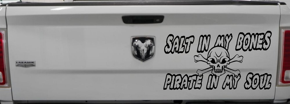 Salt In My Bones Pirate In My Soul Funny Car or Truck Window Decal Sticker