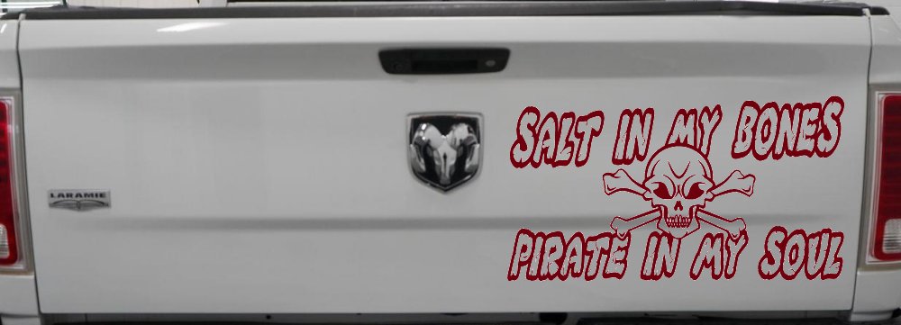 Salt In My Bones Pirate In My Soul Funny Car or Truck Window Decal Sticker
