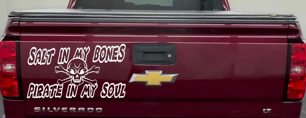 Salt In My Bones Pirate In My Soul Funny Car or Truck Window Vinyl Decal Sticker (White)