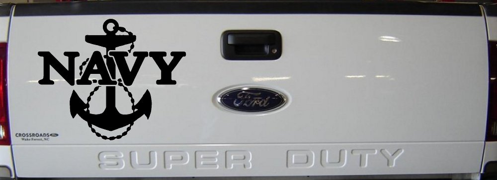 Navy With Anchor Military Car or Truck Window Vinyl Decal Sticker (Black)