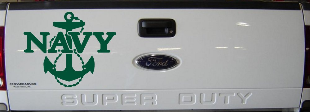 Navy With Anchor Military Car or Truck Window Decal Sticker (Dark Green)