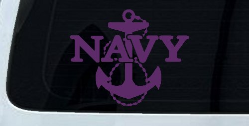 Navy With Anchor Military Car or Truck Window Decal Sticker (Violet)