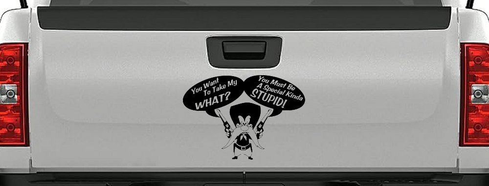 Yosemite Sam Anti Gun Control You want to Take My What Funny Car or Truck Window Vinyl Decal Sticker (Black)
