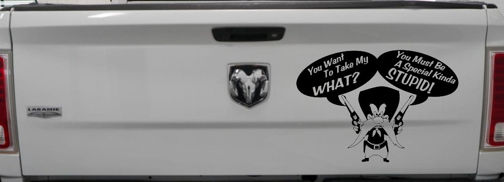 Yosemite Sam Anti Gun Control You want to Take My What Funny Car or Truck Window Decal Sticker