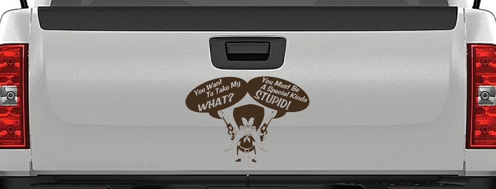 Yosemite Sam Anti Gun Control You want to Take My What Funny Car or Truck Window Vinyl Decal Sticker (Brown)