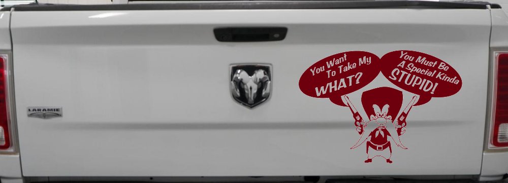 Yosemite Sam Anti Gun Control You want to Take My What Funny Car or Truck Window Decal Sticker