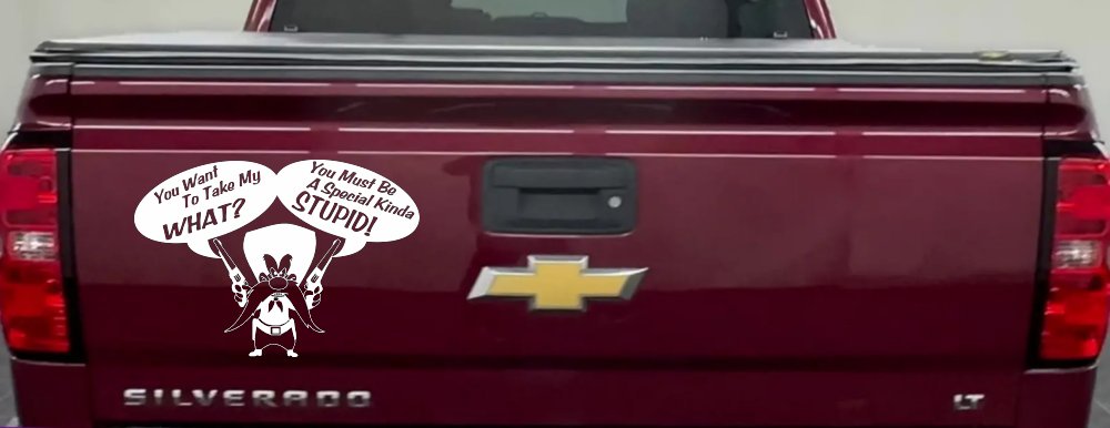 Yosemite Sam Anti Gun Control You want to Take My What Funny Car or Truck Window Vinyl Decal Sticker (White)