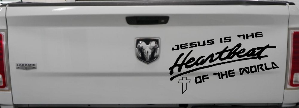 Jesus Is The Heartbeat Of The World Christian Car or Truck Window Decal Sticker (Black)