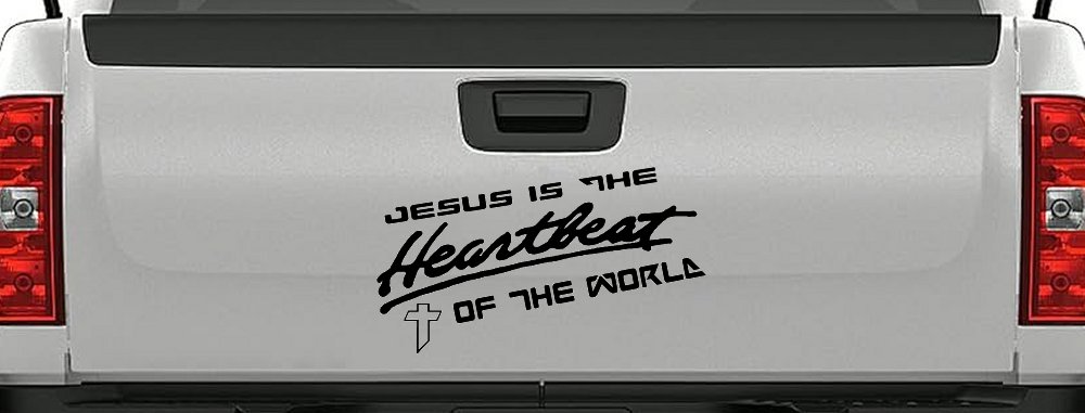 Jesus Is The Heartbeat Of The World Christian Car or Truck Window Decal Sticker (Black)