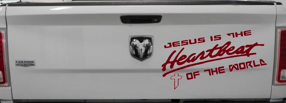 Jesus Is The Heartbeat Of The World Christian Car or Truck Window Decal Sticker (Burgundy)