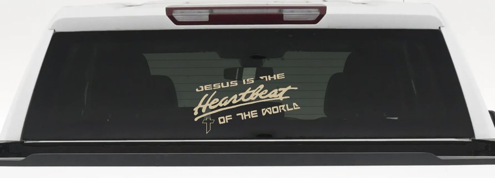 Jesus Is The Heartbeat Of The World Christian Car or Truck Window Decal Sticker (Desert Sand)