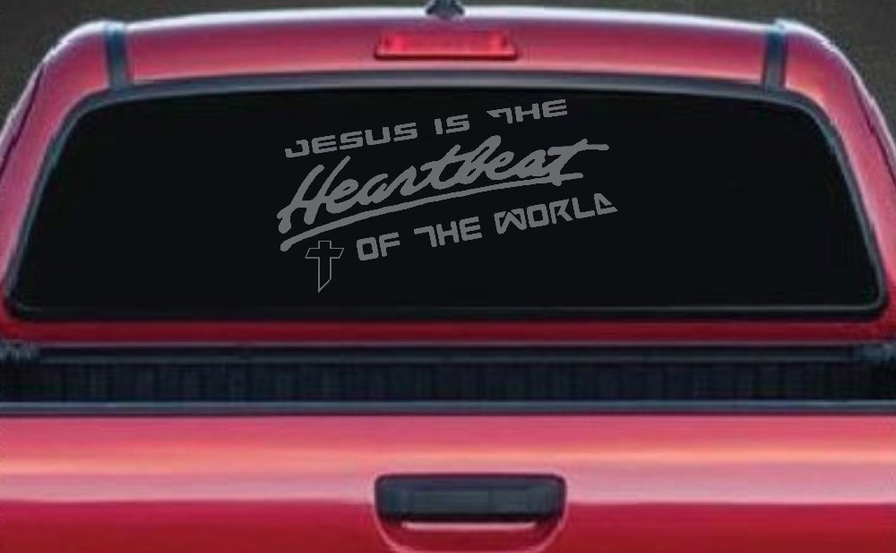 Jesus Is The Heartbeat Of The World Christian Car or Truck Window Decal Sticker (Silver)