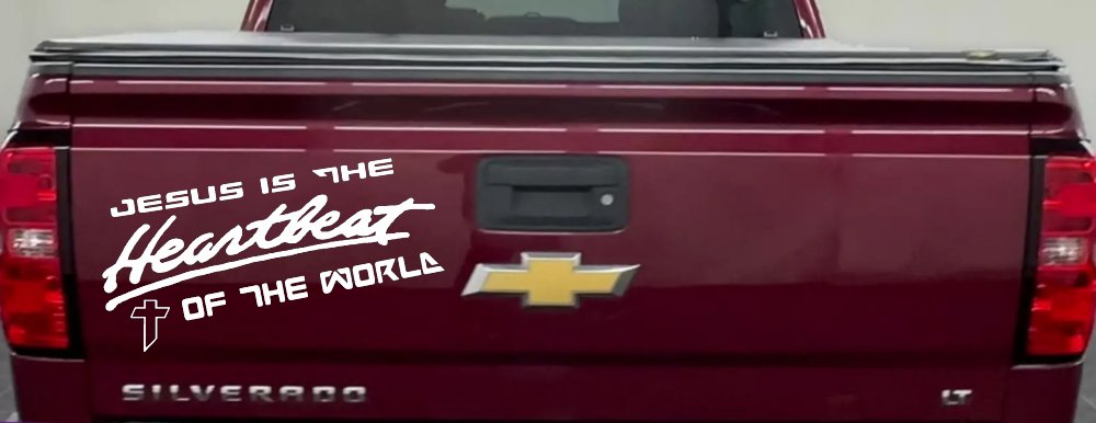 Jesus Is The Heartbeat Of The World Christian Car or Truck Window Decal Sticker (White)