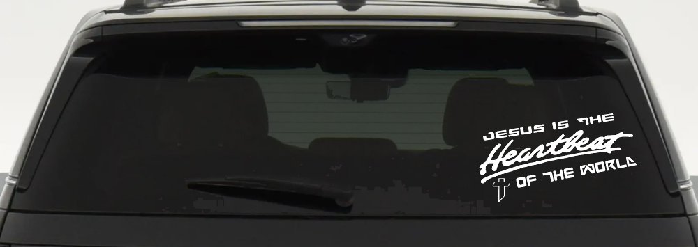 Jesus Is The Heartbeat Of The World Christian Car or Truck Window Decal Sticker (White)
