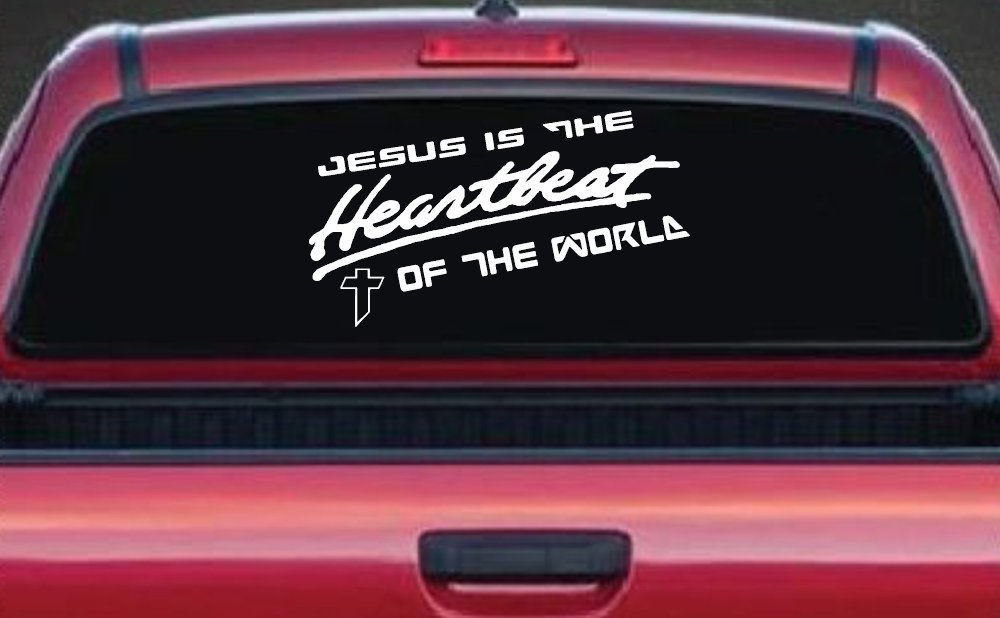 Jesus Is The Heartbeat Of The World Christian Car or Truck Window Vinyl Decal Sticker (White)
