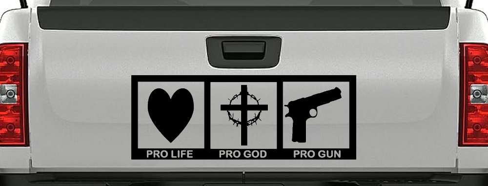 Pro Life Pro God Pro Gun Country Car or Truck Window Decal Sticker