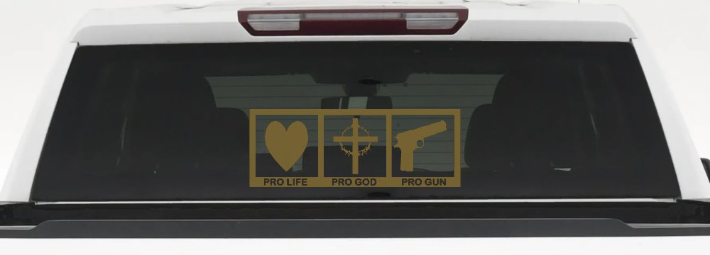 Pro Life Pro God Pro Gun Country Car or Truck Window Decal Sticker