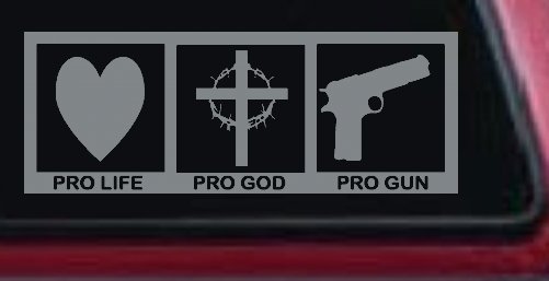 Pro Life Pro God Pro Gun Country Car or Truck Window Decal Sticker