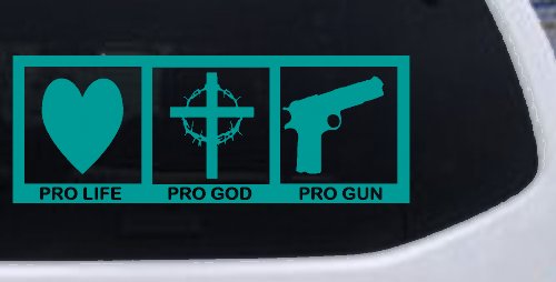 Pro Life Pro God Pro Gun Country Car or Truck Window Decal Sticker