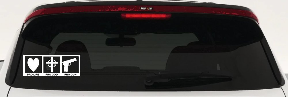 Pro Life Pro God Pro Gun Country Car or Truck Window Decal Sticker