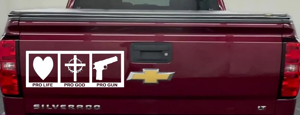 Pro Life Pro God Pro Gun Country Car or Truck Window Decal Sticker