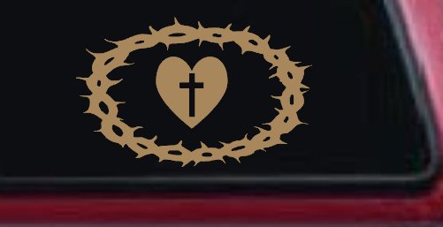 Crown Of Thorns Heart Cross Christian Car or Truck Window Decal Sticker