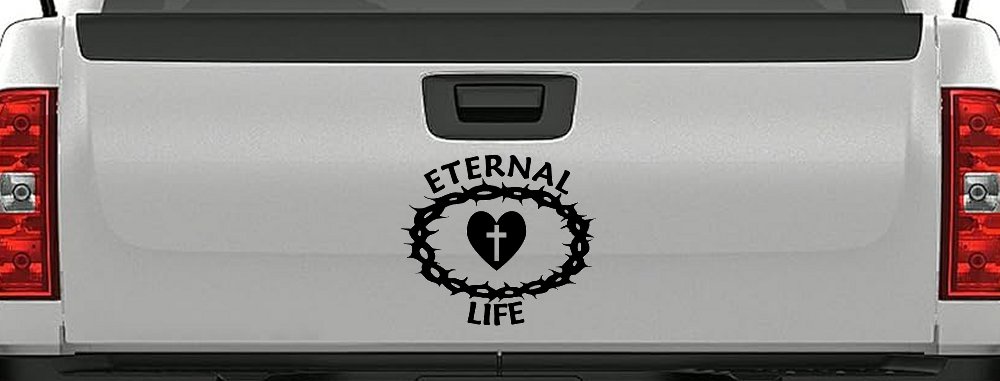Eternal Life Crown Of Thorns Christian Car or Truck Window Decal Sticker