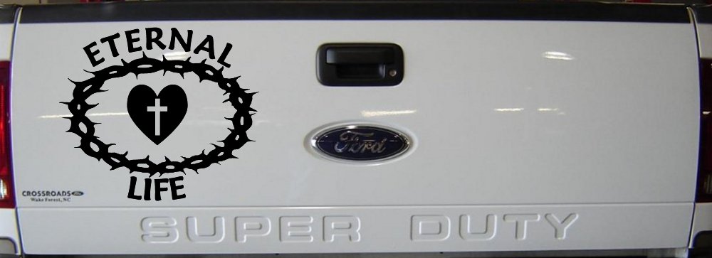 Eternal Life Crown Of Thorns Christian Car or Truck Window Decal Sticker