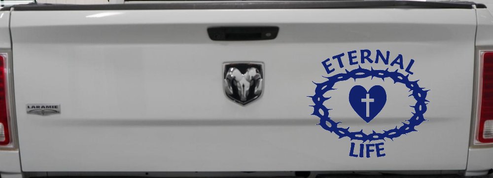 Eternal Life Crown Of Thorns Christian Car or Truck Window Decal Sticker