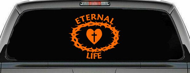 Eternal Life Crown Of Thorns Christian Car or Truck Window Decal Sticker
