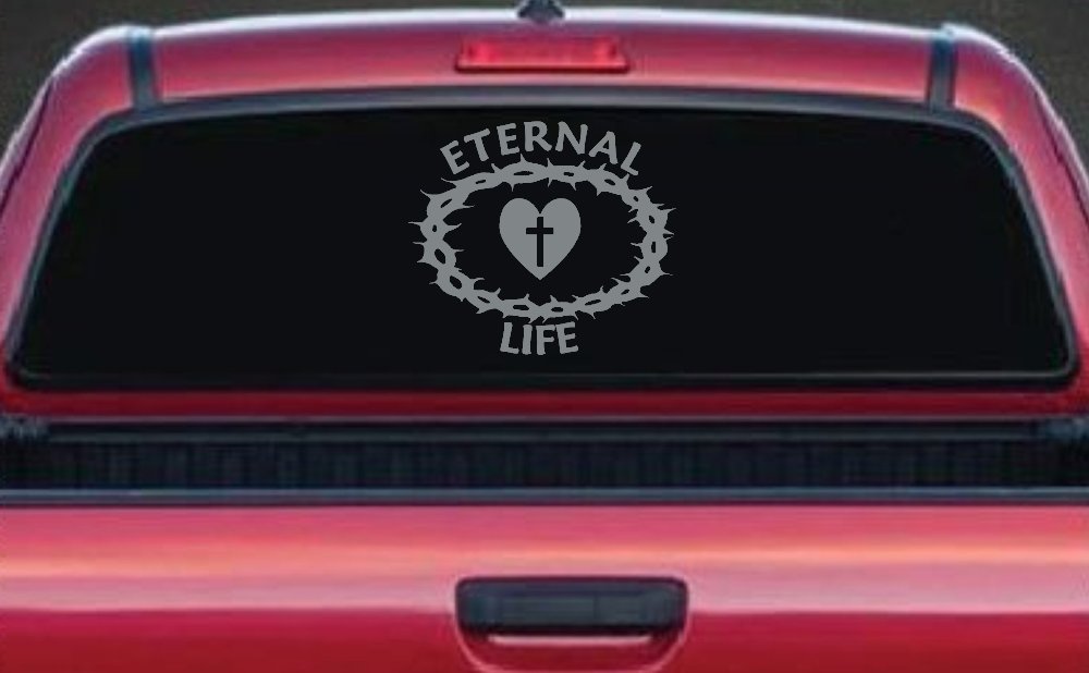 Eternal Life Crown Of Thorns Christian Car or Truck Window Decal Sticker