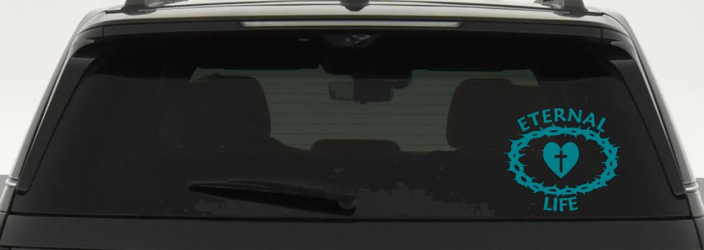 Eternal Life Crown Of Thorns Christian Car or Truck Window Vinyl Decal Sticker (Turquoise Blue)