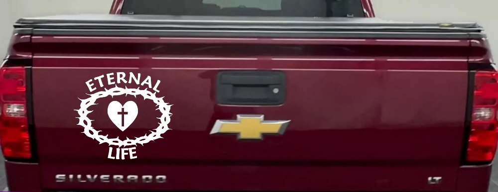 Eternal Life Crown Of Thorns Christian Car or Truck Window Decal Sticker