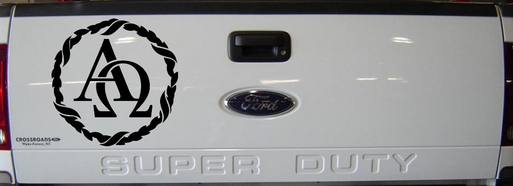 Alpha Omega Monogram Christian Car or Truck Window Decal Sticker (Black)