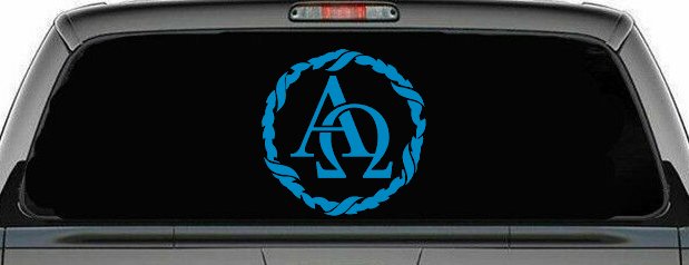 Alpha Omega Monogram Christian Car or Truck Window Decal Sticker (Blue)