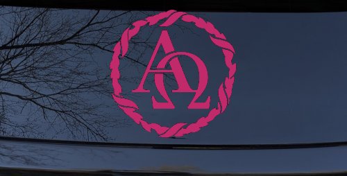 Alpha Omega Monogram Christian Car or Truck Window Decal Sticker (Hot Pink)
