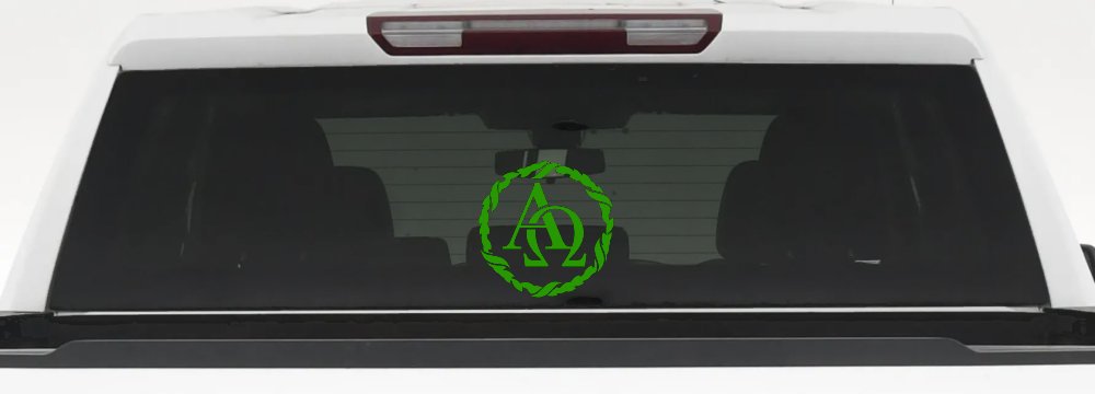 Alpha Omega Monogram Christian Car or Truck Window Decal Sticker (Lime)