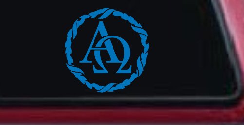 Alpha Omega Monogram Christian Car or Truck Window Decal Sticker (Sky Blue)