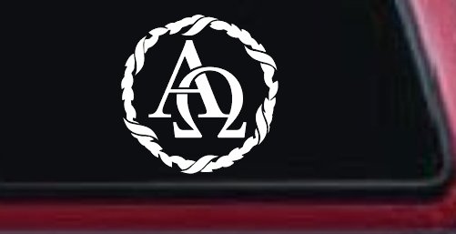 Alpha Omega Monogram Christian Car or Truck Window Vinyl Decal Sticker (White)