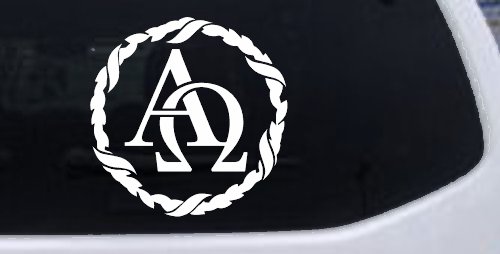 Alpha Omega Monogram Christian Car or Truck Window Decal Sticker (White)