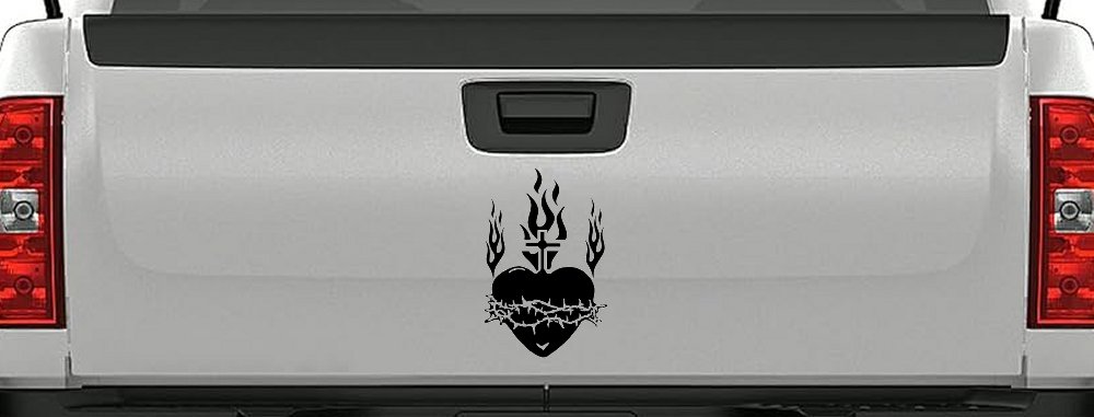 Sacred Heart Christian Car or Truck Window Vinyl Decal Sticker (Black)