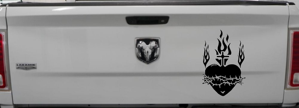 Sacred Heart Christian Car or Truck Window Vinyl Decal Sticker (Black)