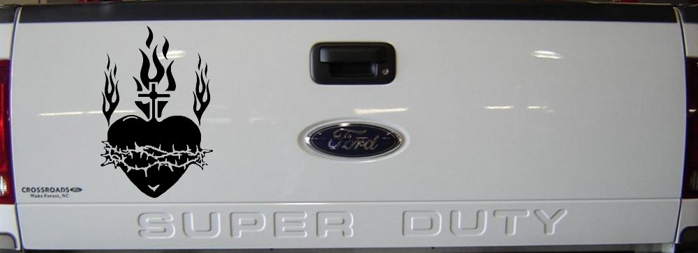 Sacred Heart Christian Car or Truck Window Vinyl Decal Sticker (Black)