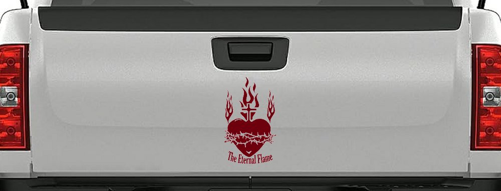 Sacred Heart The Eternal Flame Christian Car or Truck Window Decal Sticker