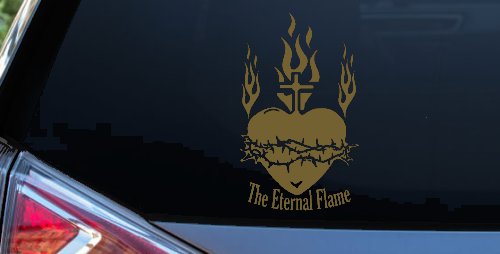 Sacred Heart The Eternal Flame Christian Car or Truck Window Decal Sticker